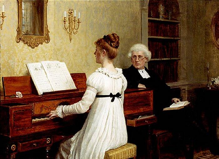 Edmund Blair Leighton Singing to the reverend oil painting picture